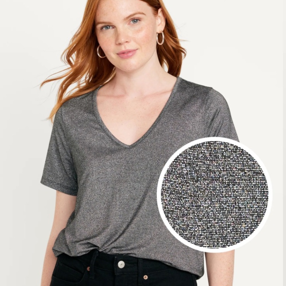 Luxe V-Neck Glimmer T-Shirt